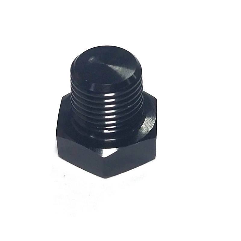 1/8 NPT Male Pipe Plug Aluminum Hex Head Cap Fuel Hose Tube Nut Fitting Adapter Black Anodized 6