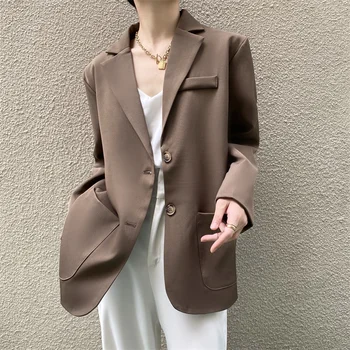 

Comelsexy OL Notched Vintage British Style Solid Blazer Coat 2020 New Autumn Formal Long Sleeve Women Blazers Suit Jacket Femme