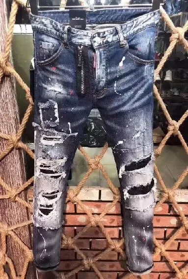 Dsq Новые мужские джинсы Рваные для мужчин обтягивающие DSQ джинсы, мужские брюки джинсы на пуговицах верхняя одежда мужские брюки