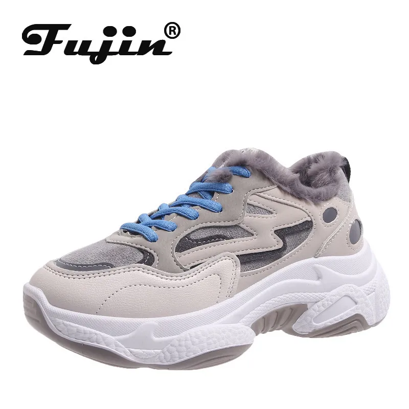 

fujin women sneakers 2020 spring autumn platform breathable lace up vulcanized shoes quality leather female casual shoes sneaker