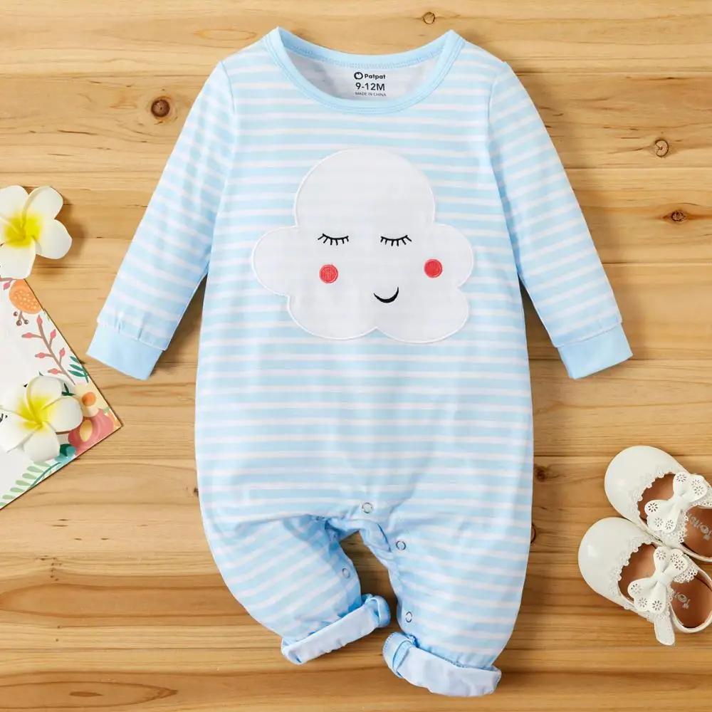 

PatPat 2020 New Autumn and Winter Baby Cloud Applique Striped Jumpsuits BabyToddler Girl One Pieces Jumpsuits Baby Clothes