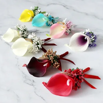 

Wedding Corsage European Bride and Groom jin hua Pu Calla Lily Handmade Brooch Prom Party Simulation Bouquet