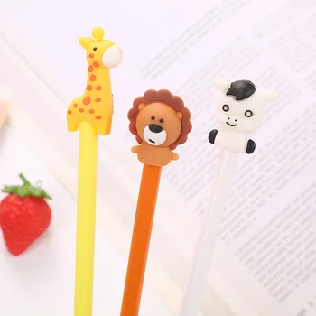 

Cartoon Animal Gel Pen Cute Lion Giraffe black Ink signature Pen Promotional Gift Stationery School Supplies