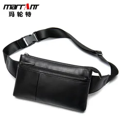 Men's Cell Phone Belt Bag Leather Multi-Functional Chest Crossbody Bag Sheepskin Sports Leisure Belt Bag Crossbody Bag
