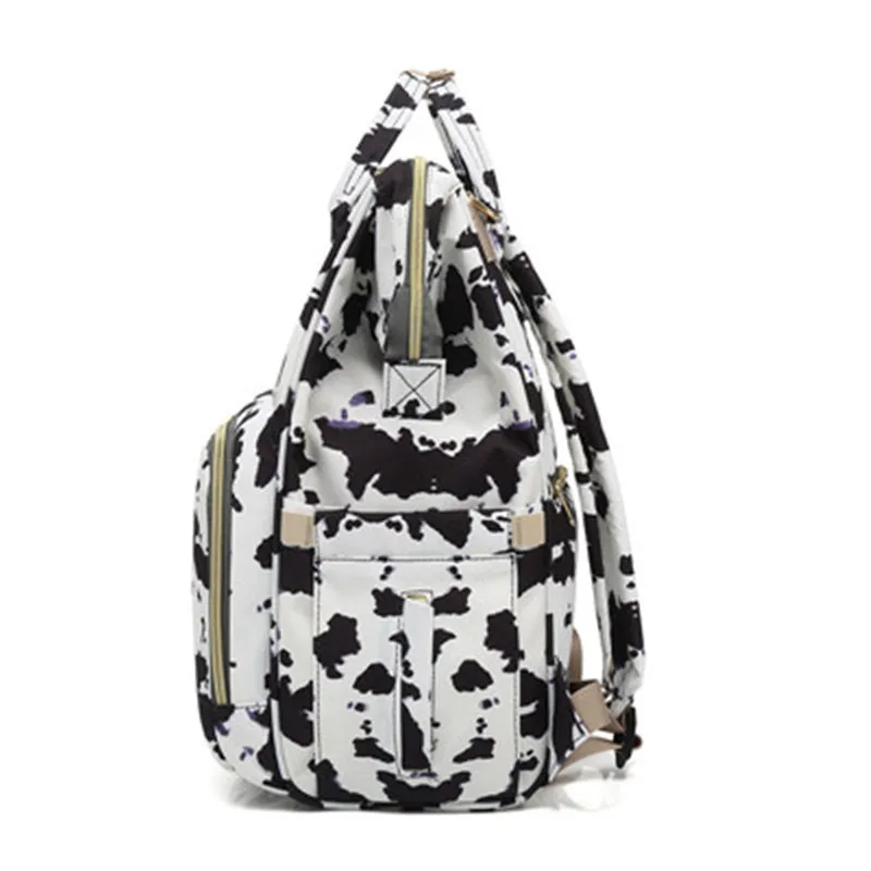 Fashion Lady Diaper Bags Cow Printed Baby Mummy Nappy Backpacks Multi-functional Large Capacity Family Travel Out Maternity Bags08