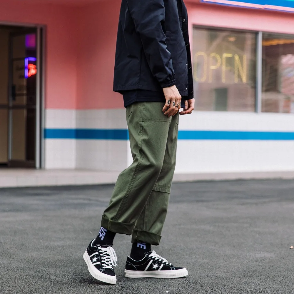 Японские мужские всесезонные Лоскутные мужские повседневные штаны оригинальные мужские комбинезоны студенческие прямые брюки-трубы ins стиль