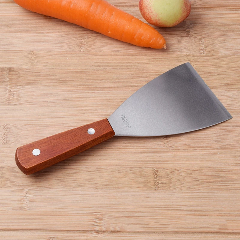 Stainless Steel Steak Shovel Pancake Flipping Spatula Grill Scraper Spatula Wooden Handle Cooking Tuner Kitchen Tools