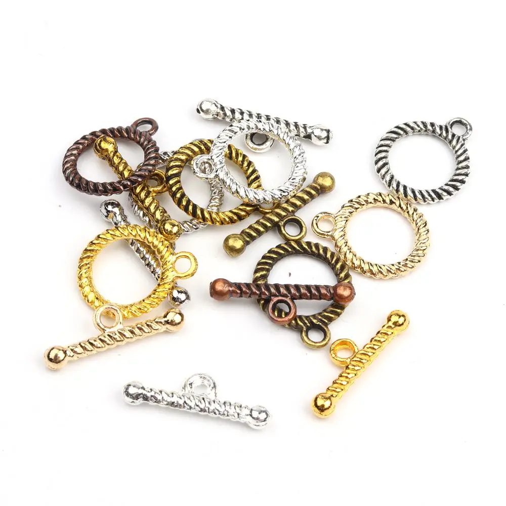 10 Paar Antikfarben 8 gemischte runde Metall-OT-Verschlüsse mit Haken für Schmuckherstellung, DIY-Armbandzubehör, Großhandelslieferung – Detail 1
