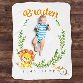 

Baby Monthly Record Growth Milestone Blanket Cute Animal Pattern Photography Props Photo Creative Background Cloth Infant Gifts
