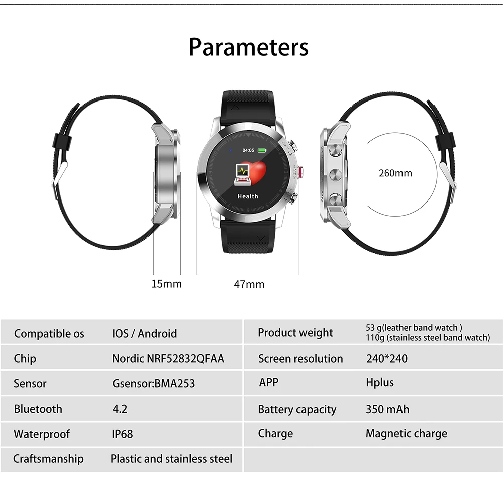 Смарт-часы S10 1,3 ''IP68 Водонепроницаемый Bluetooth 4,2 Smartwatch мониторинг сердечного ритма компас спортивные часы для Android iOS