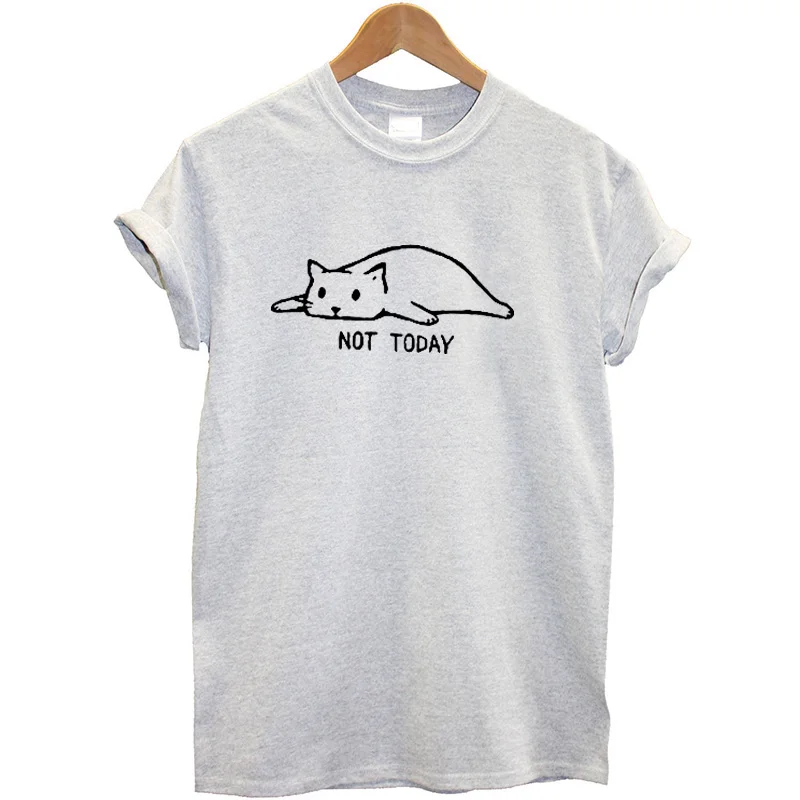 Женская футболка с котом, хлопковая футболка с надписью "Not Today" размера плюс, уличная одежда, свободная футболка, Женские повседневные топы - Цвет: G133-Sportgrey