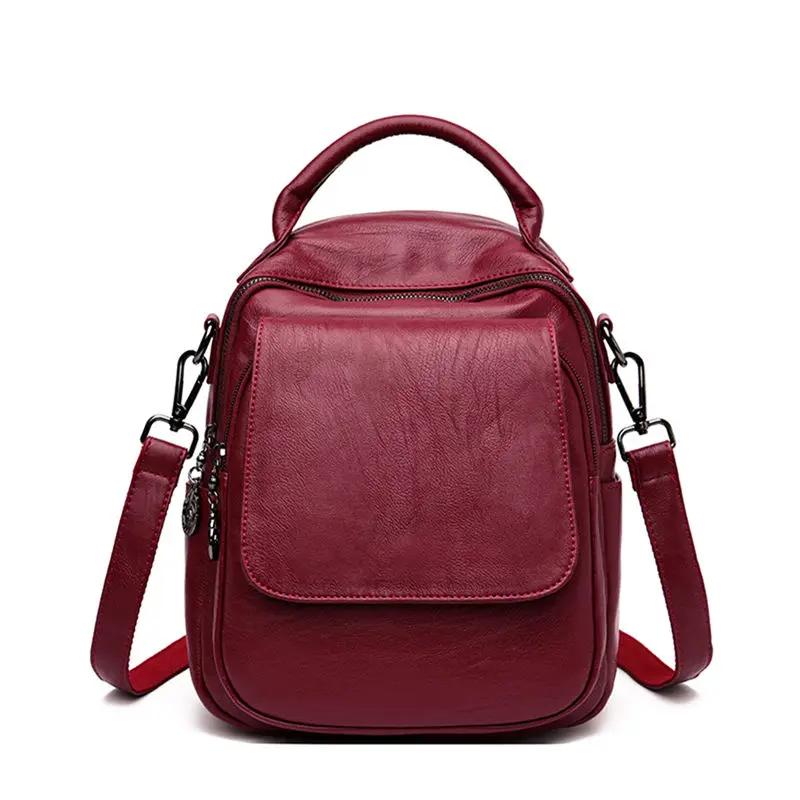 Брендовый рюкзак 3 в 1, женский кожаный роскошный рюкзак, Женский Повседневный Рюкзак, ранец, школьная сумка для девочек-подростков, Sac A Dos - Цвет: Wine red
