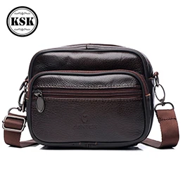 Men's Genuine Leather Bag Small Shoulder Bag Messenger Bags For Men Fashion Flap Luxury Male Crossbody Bags KSK - Цвет: coffee 1002