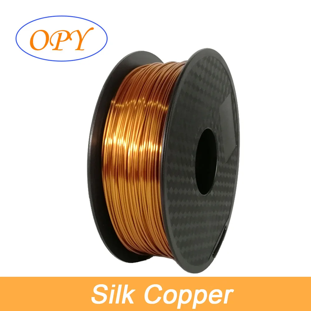Silk Copper 3D принтер шелк pla нити атласа fdm шелковистые Золото Медь Серебро 1,75 мм Диаметр Гладкий пластик прототип rohs экструзионный материал - Цвет: Silk Copper