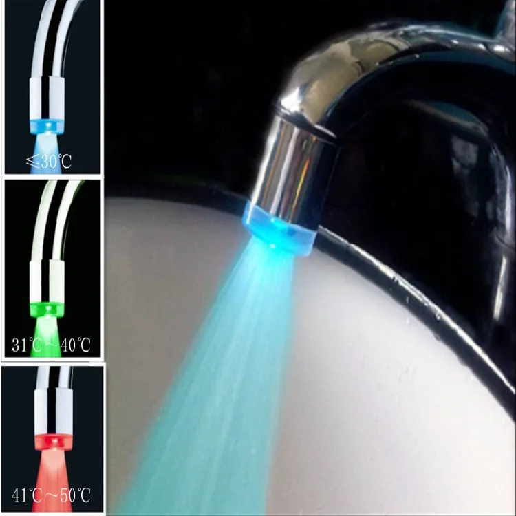 

Cixi LED Shining Color Changing Faucet Outlet Kitchen Basin Faucet Lamp Temperature Control Colorful Temperature Leading Lamp