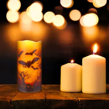 

3Pcs Halloween Candles LED Light Flameless Candle without Battery for Halloween