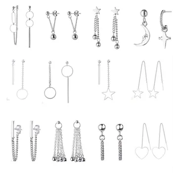 

925 Sterling Silver Star Heart Geometric Drop Earrings For Women Girls Hanging Dangle Earrings pendientes mujer moda 2019 A159