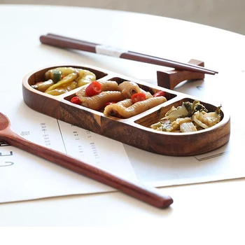 

Creative Wood Plates Oval Shape Retro Wood Pan Plate Fruit Dishes Saucer Tea Tray Dessert Dinner Bread