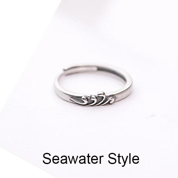 Серебряное кольцо в винтажном стиле регулируемые парные кольца виде волны и горы