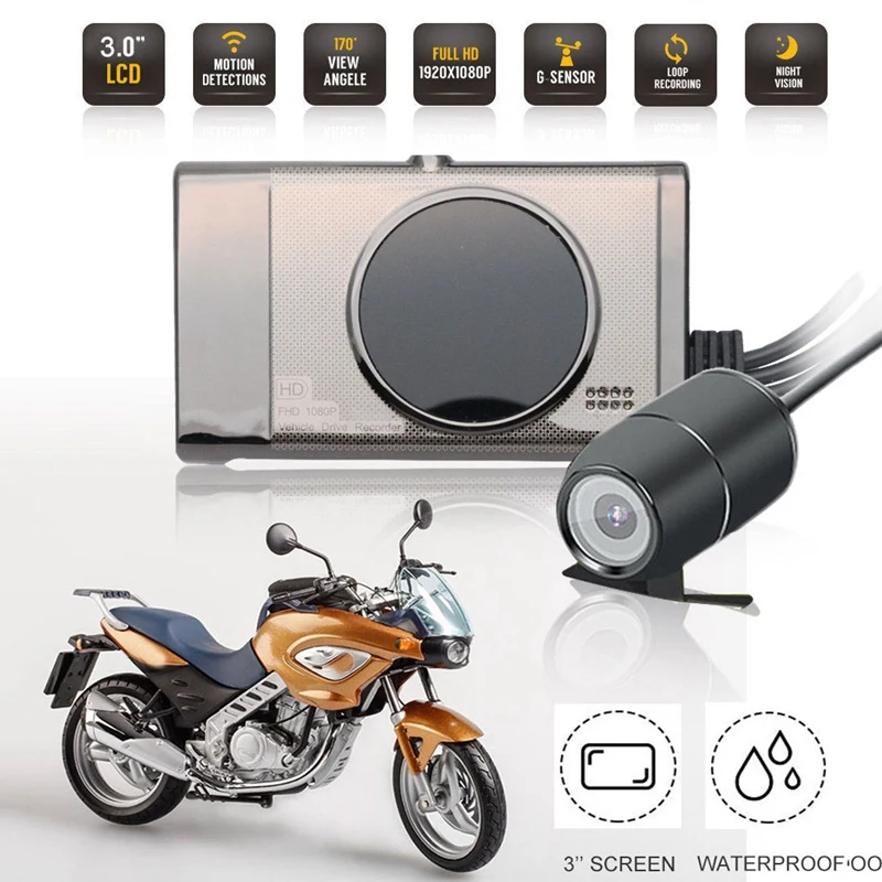 3 Inch Motorcycle Dvr Sprint Camera Full Hd 1080P/720P Lcd Dual Camera Front and Rear View Mirror Waterproof Camera Gps G-Sensor