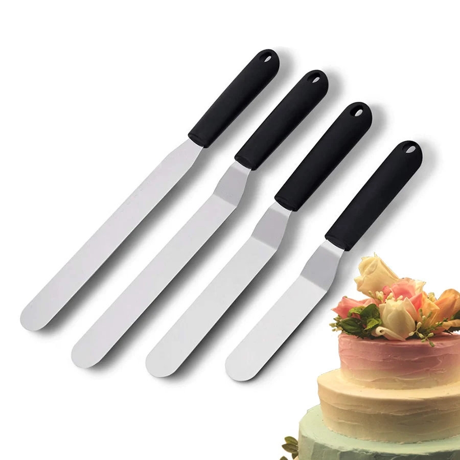 Cake Decorating Angled Icing Spatula Set of 4 , Stainless Steel Offset