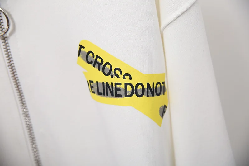 OFF-WHITE/желтая толстовка на молнии с капюшоном, пальто, весенне-осенние тканевые толстовки из махровой ткани