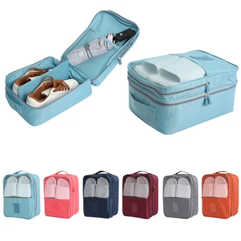 

Travel Shoe Bags with Two-way Zippers Three Layers Water Resistant Portable Travel Shoe Organizer for Men Women