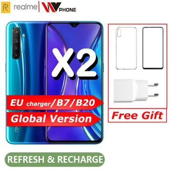 realme X2 Global version Moblie Phone 6.4'' Full Screen Snapdragon 730G 64MP Camera NFC 30W Fast Charger OPPO Cellphone VOOC