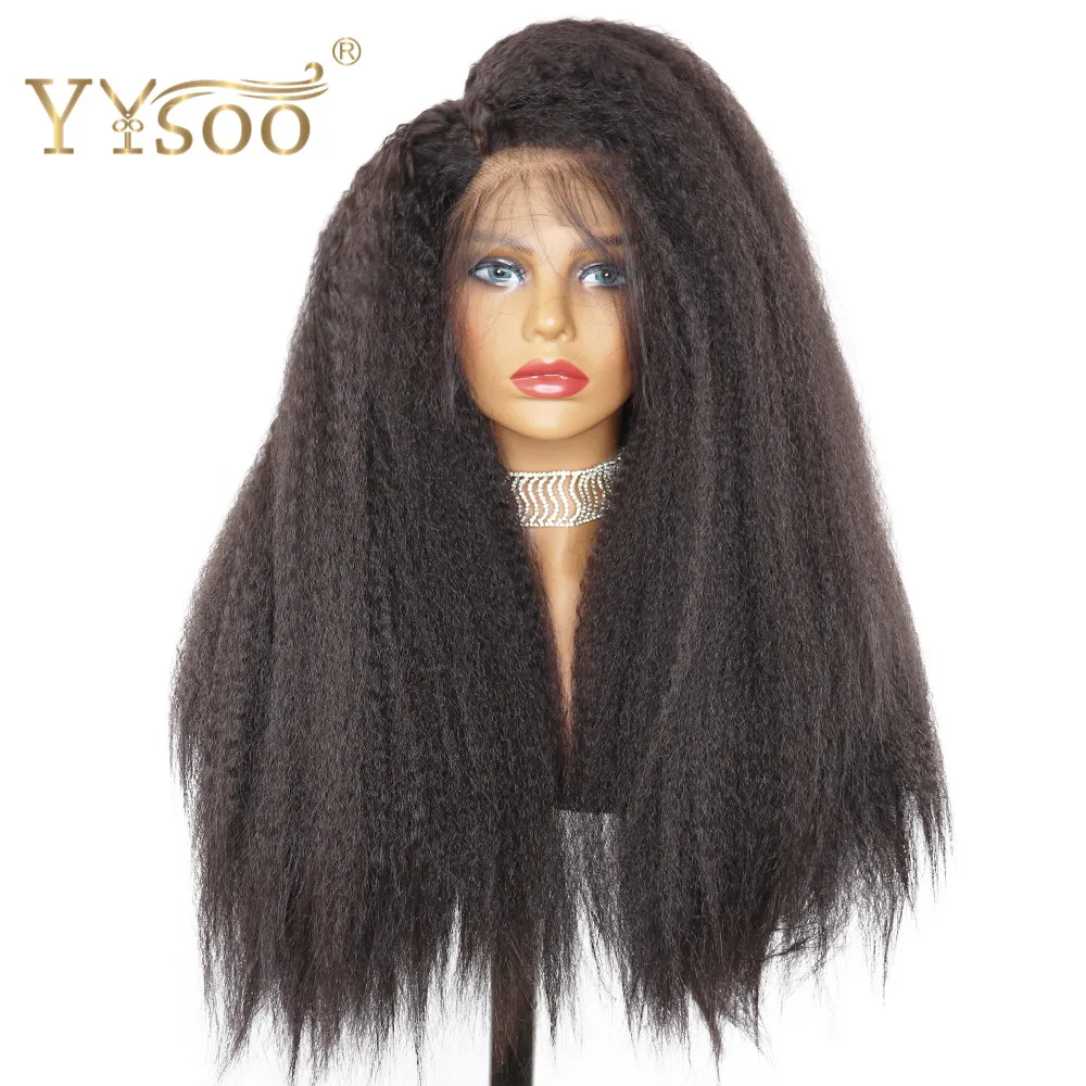 YYsoo длинные кудрявые Straight13x6 Futura синтетические парики на кружеве для черных женщин высокой плотности парик Детские волосы термостойкие волокна