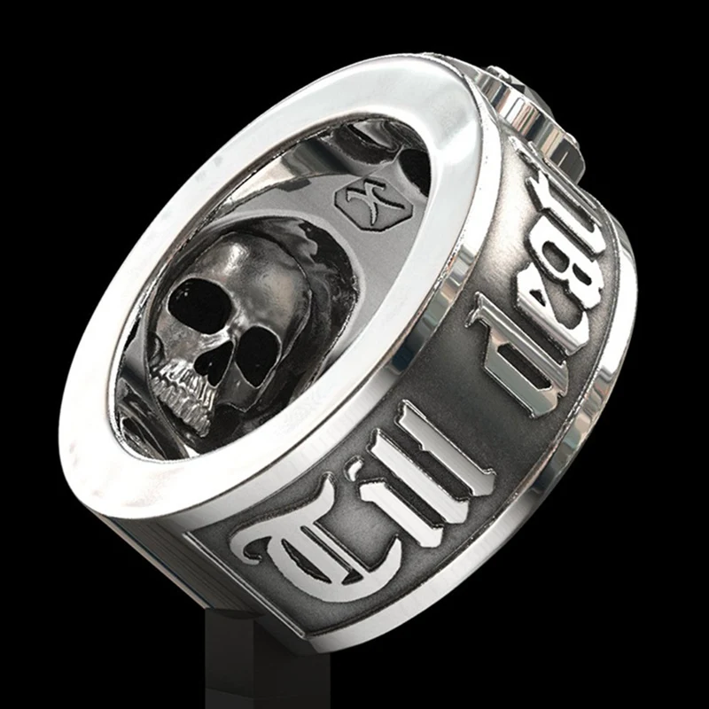 Готическое крутое кольцо с черепом Санта-Муэрте, уникальное мужское кольцо в стиле панк, голова скелета, рок-байкер, богемное ювелирное изделие, аксессуары