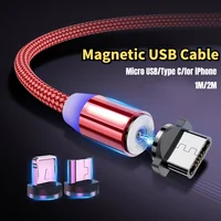 2a-cabo magnético usb tipo c, micro usb e tipo-c, para samsung a51, redmi note 9s, 8 e pro, telefone celular