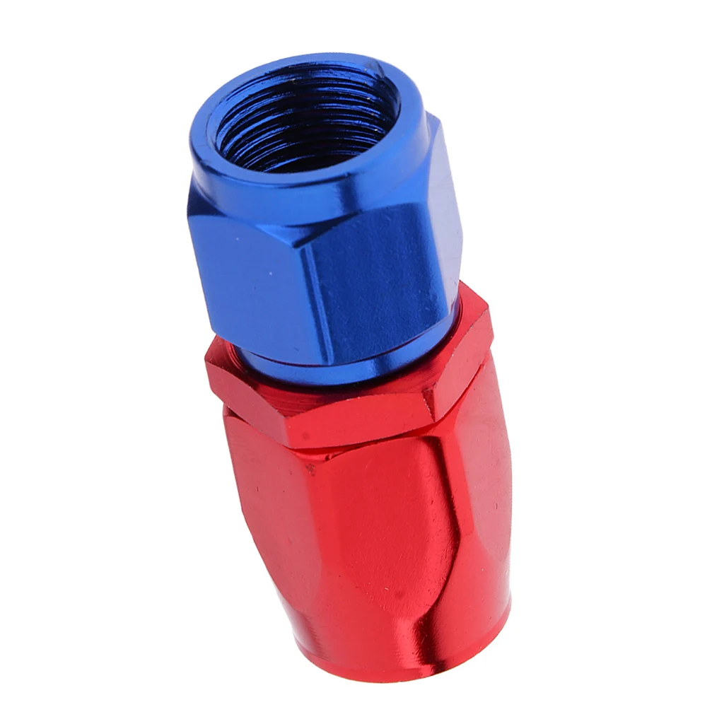 Universal Aluminum Swivel Fuel Pump Air Line Pipe AN-6 Blue And Red