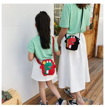 

2020 Newest Cartoon Dinosaur Print Crossbody Bag Unisex Fashion Cute Multipurpose Single-Shoulder Bag Clutch for Kids Boys Girls