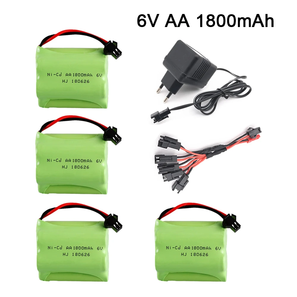 6V AA 1800 мАч никель-металл-гидридного Батарея и Зарядное устройство для Rc игрушки