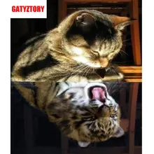 GATYZTORY 5D алмазная живопись Полная площадь DIY домашний декор мозаика Стразы Картина на холсте с логотипом на заказ настенная живопись кот или тигр