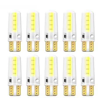 

10PCS T10 W5W LED car interior light Silica gel COB marker lamp 12V 194 501 Side Wedge parking bulb canbus auto car styling