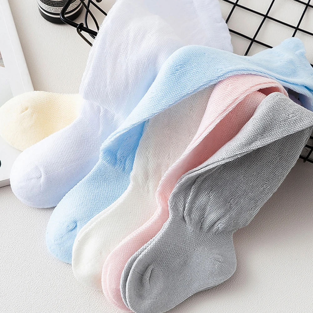 Baby Infants Kids Toddlers Girls Boys Knee High Socks Tights Leg Warmer Ribbon Bow Solid Cotton Stretch Cute Lovely 0-3Y