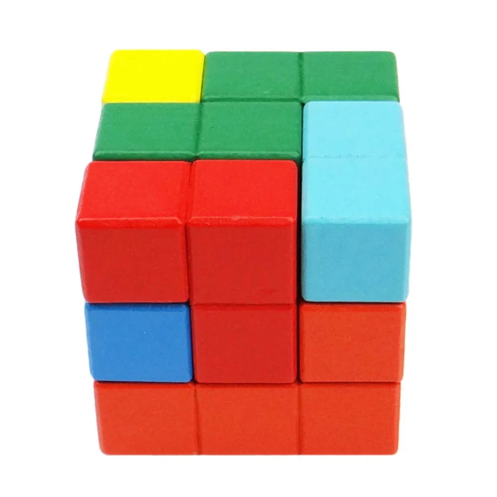 Wooden Brain Teaser Puzzle Cube Pieces Creative Educational Toy Baby Kids Puzzle Toy Parent-child Interactive Game #B