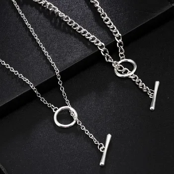 

2020 Hip Hop Jewelry Trendy Creative OT buckle Chain Necklaces Pendants Heart Chain Necklace Sliver Color Choker Necklace