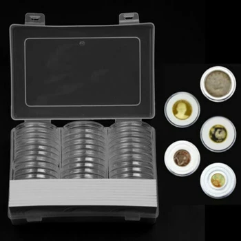 

16mm-46mm Clear Round Coin Capsules Case Holders Containers Storage Boxes Tools
