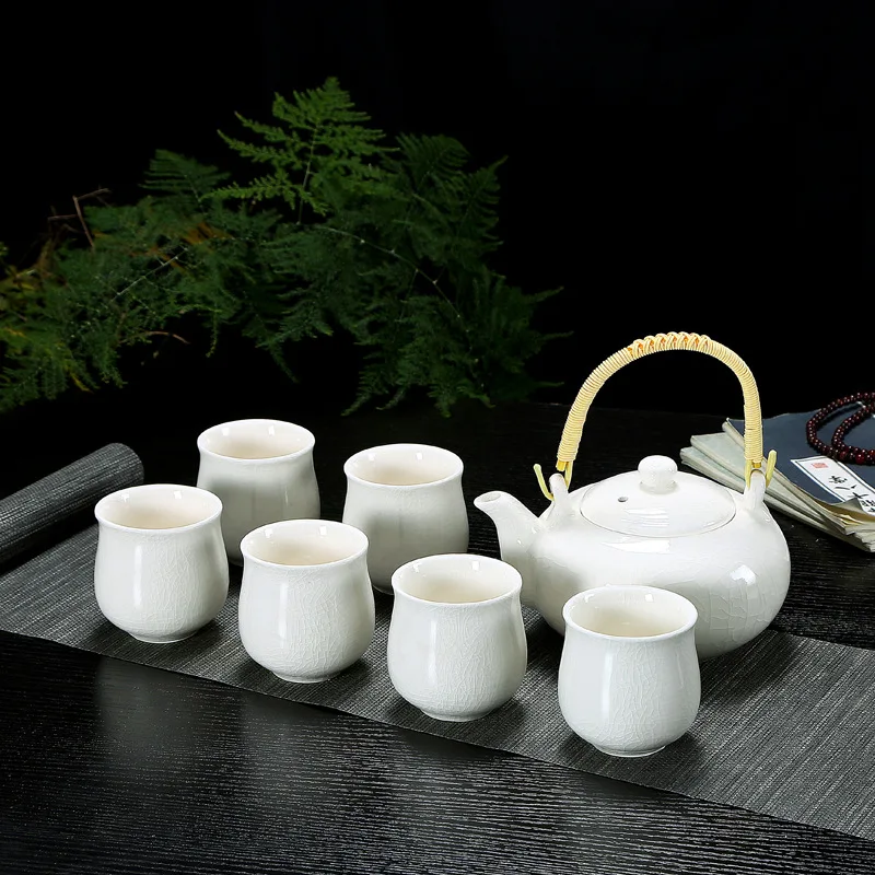

Manufacturers Direct Selling 7 Head Loop-handled Teapot Ceramic Tea Set Special Offer Big Pot Large Top Grade Gift Box Brother K