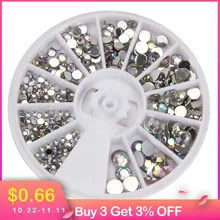 1 коробка, серебряные украшения для дизайна ногтей, круглые 3D акриловые украшения для ногтей, драгоценные камни, хрустальные стразы, сделай сам, декоративные колеса, аксессуары для ногтей