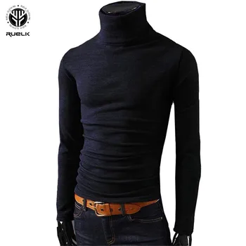 

RUELK 2019 New Autumn Winter Men'S Sweater Men'S Turtleneck Solid Color Casual Sweater Men's Slim Fit Brand Knitted Pullovers
