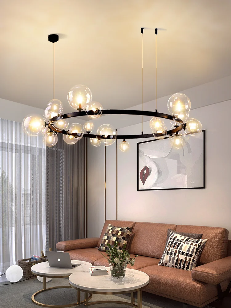 Светодиодная люстра в скандинавском стиле Современная потолочная лампа черного