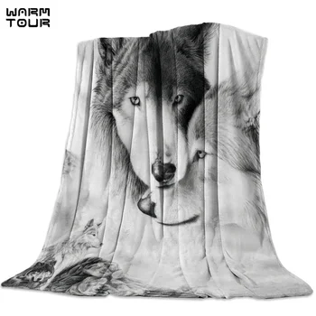 

Wolf Love Black And White Blanket Funny Printed Soft Boy Girl Baby Coral Fleece Animals Blankets Warm Sofa Bed Sheets