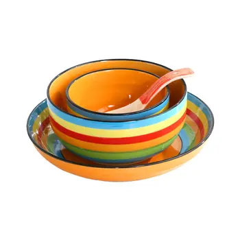 

Ceramic Bowl Household Eating Bowl Large Instant Noodle Bowl Creative Personality Children's Bowl Cute Set Tableware Ramen Bowl