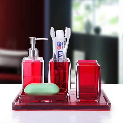 Bathroom Accessories Set Organic glass Soap Dispensers Toothbrush Holders Gargle Cups Soap Dishes 6 Pieces Set Wedding Gifts - Цвет: Style 1