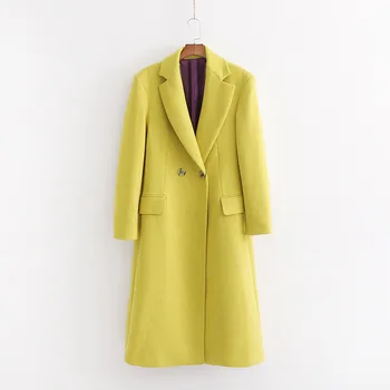 

2019 New Fashion Double Breasted Mid-long Trench Coat Women Yellow Slim Belt Cloak Mujer Windbreaker Female Abrigos