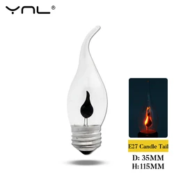 Vintage Edison Style LED Flame Effect Candle Light Bulb (E27 Candle Tail)