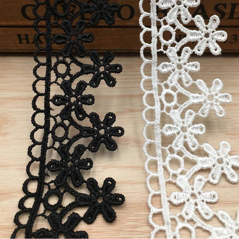 Lucia crafts 1 ярд/лот ручная работа кружевная отделка пэчворк материал белый черный